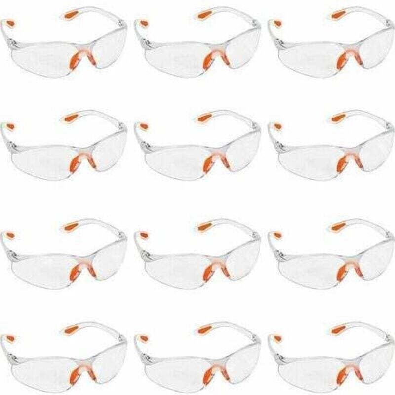 Lot de 12 paires de lunettes de sécurité transparentes - Lunettes de protection avec verres en plastique, plaquettes nas...