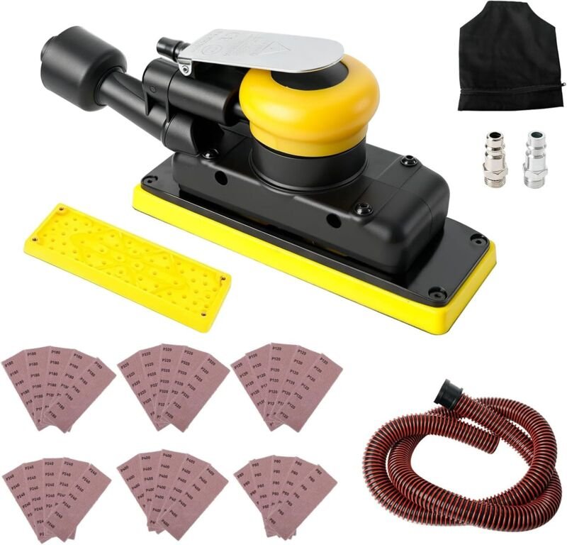 Exzenterschleifer – Druckluft-Poliermaschine – 10.000 U/min – 7 x 20 cm – Staubfrei – Druckluft-Exzenterschleifer mit 30...