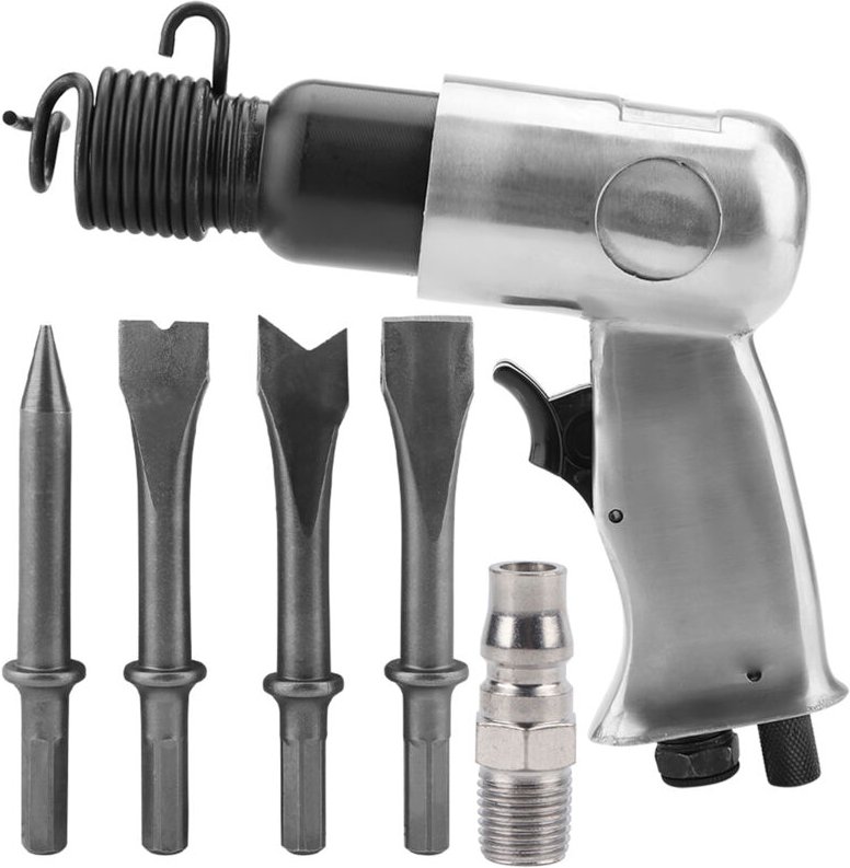 Leistungsstarker industrieller Drucklufthammer mit geradem Stiel, Meißel- und Schaufelwerkzeug, 150 mm