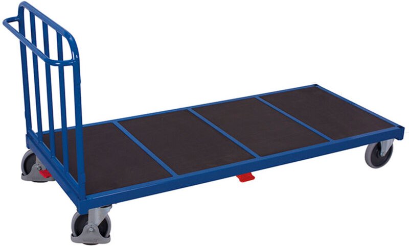 VARIOfit Stirnwandwagen mit senkrechten Streben Gummibereifung 500kg Tragkraft 2045x880mm Anthrazitgrau RAL 7016