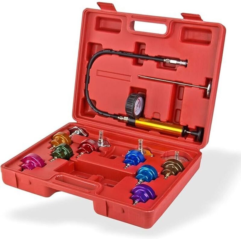 KFZ Auto Kühlsystem - Dichtheitsprüfset Zylinderkopf Wasserpumpe Kühler Prüfgerät 14+1