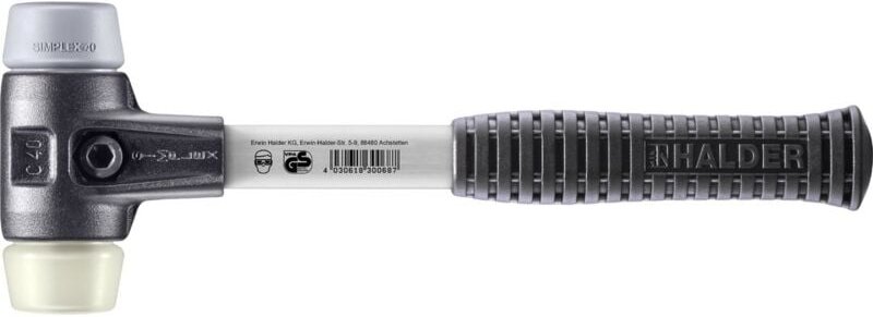 HALDER SIMPLEX TPE-Hammer mittel / Nylon mit verstärktem Tempergussgehäuse und Glasfaserstiel - D=40 mm - 3738.040
