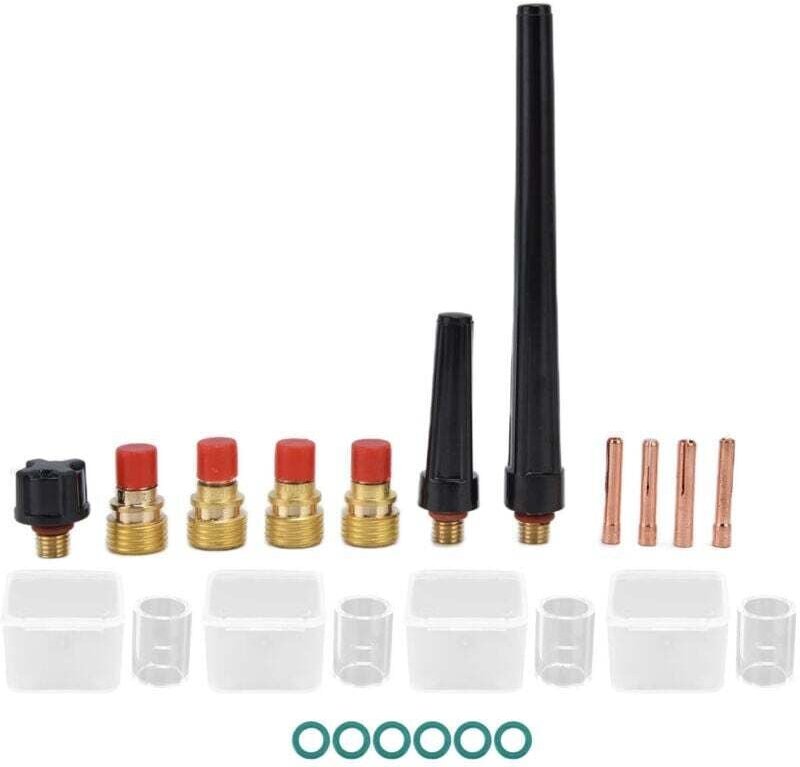 Kit Soudage TIG 21 Pièces Pinces Tasses Verre Bouchons Arrière Accessoires WP-9 20 25 Modèle 300A
