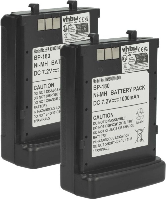 vhbw 2x Akku kompatibel mit Icom IC-W32A, IC-Z1E, TC-T42E, IC-Z1, IC-Z1A, TC-T22E, IC-W32TZ, IC-W32E Funkgerät, Walkie T...