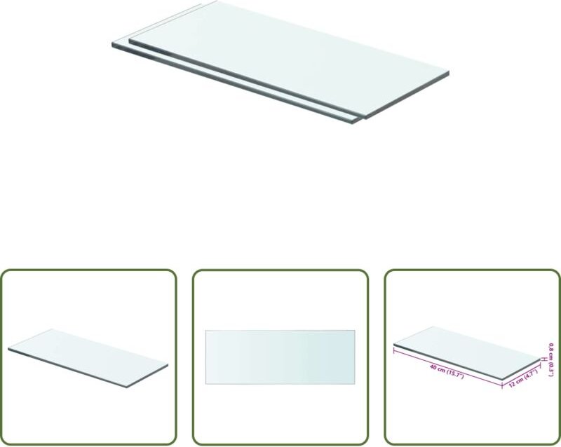 Wandregal - Regalböden 2 Stk. Glas Transparent 40x12 cm