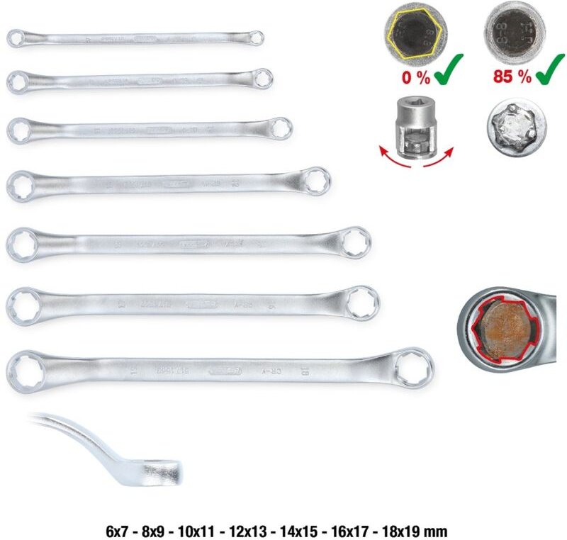 Ks Tools RESCUEpower Doppel-Ringschlüssel-Satz, gekröpft 7-tlg 6-19 mm