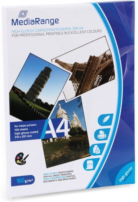 MEDIARANGE Fotopapier DIN A4, 160 g/m², hochglanz, 100 Blatt
