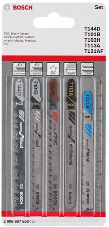 Bosch - Accessories 2608667856 Stichsägeblatt-Set Allrounder, 5-teilig 5 St.