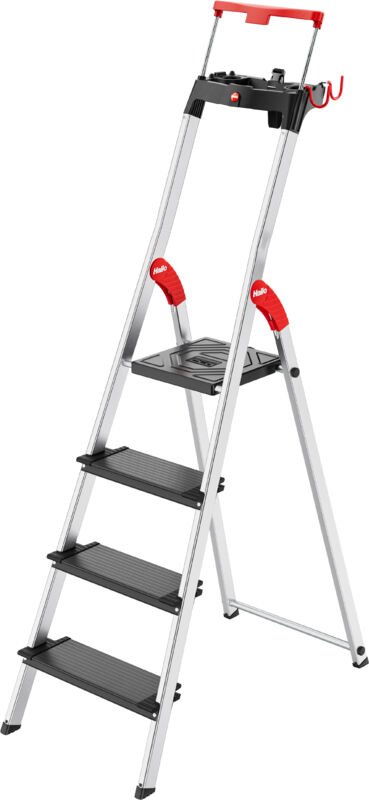 Hailo - Stufenstehleiter 5 Stufen Aluminium Gesamthöhe 1870 mm