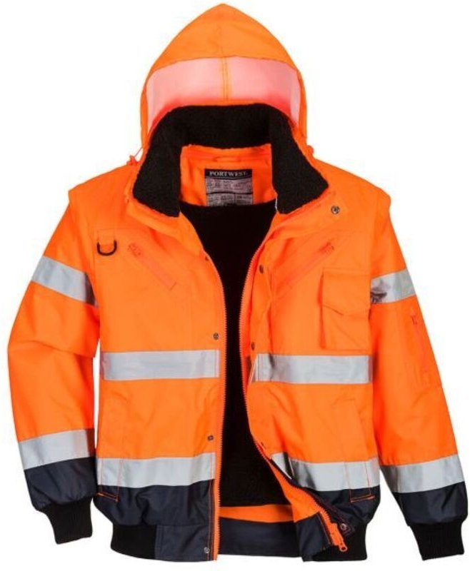 Bomberjacke 3-in-1 Hochsichtbarkeit Zweifarbig Orange/Marine S