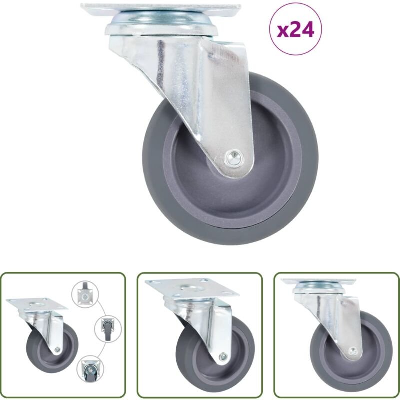 vidaXL Lenkrolle 24 Stück - 24 Stk. Lenkrollen 75 mm