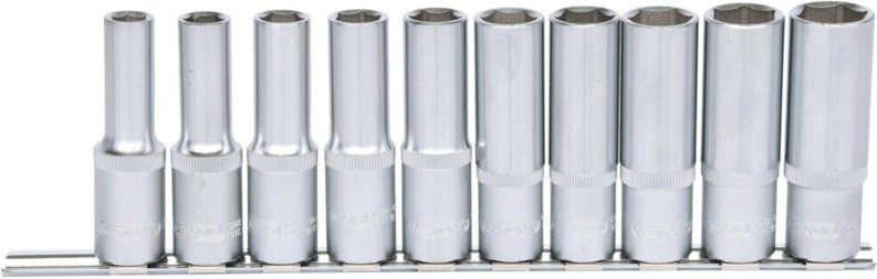 KS Tools 1/2" CLASSIC Sechskant-Stecknuss-Satz, lang, 10-teilig 10-19mm