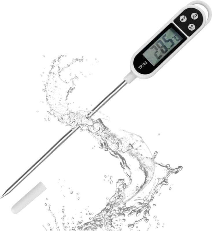 Küchenthermometer mit LCD-Anzeige, digitales Langfühlerthermometer, hohe Präzision, Sofortanzeige, für Grill, Öl, Fleisc...