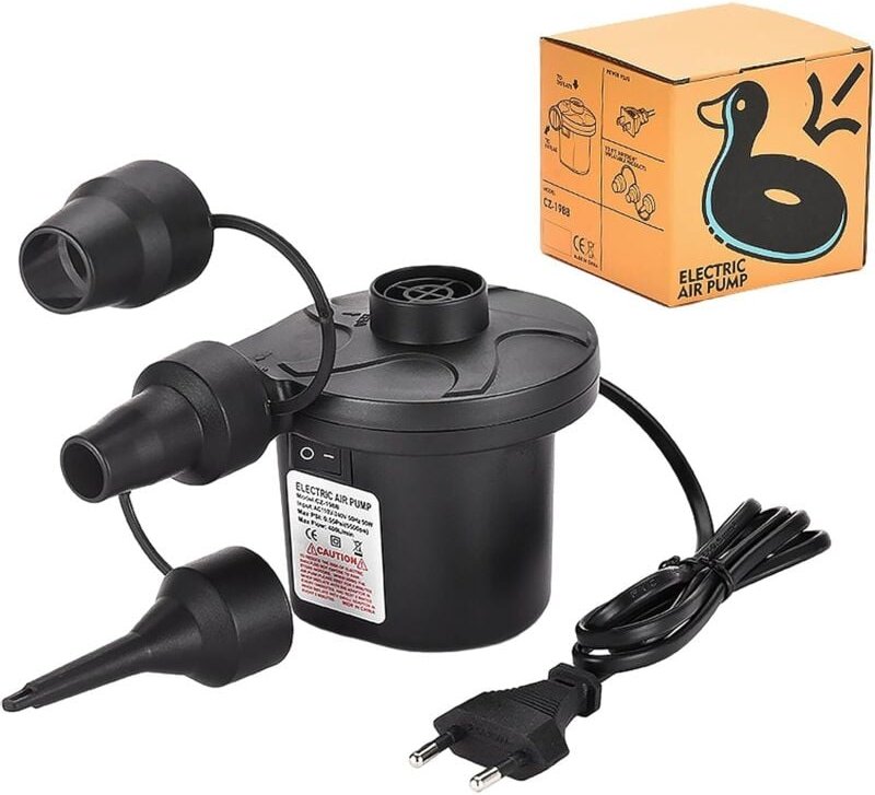 In 1 Elektrische Luftpumpe, Luftmatratzenpumpe, Elektrische Luftmatratzenpumpe mit 3 Luftdüsen, Luftmatratzenpumpe für a...