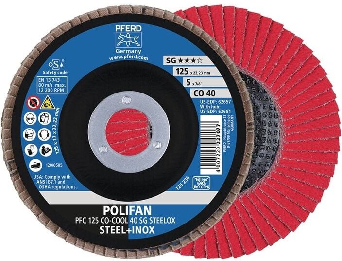 Pferd - tools 67760625 Fächerscheibe polifan co-cool sg steelox ø 125 mm Körnung 6