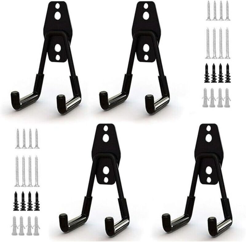 4 Stück Stahl-Garagenhaken, Werkzeughaken mit Antirutschbeschichtung, robuste Halterung zum Aufhängen von Leitern/Fahrrä...