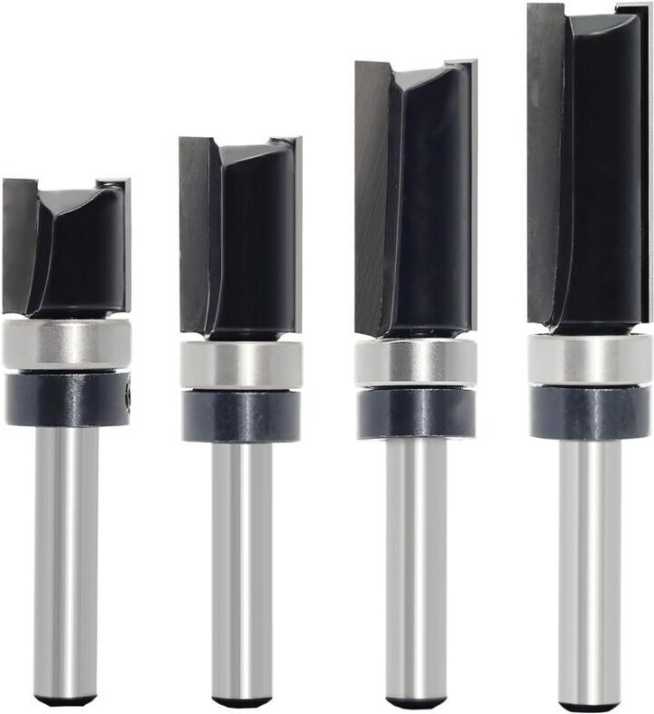 Set mit 4 Holzfräsern (6 mm Schaft) mit Kugellagern, professionelles Schneidwerkzeug für Oberfräsen, für Holz