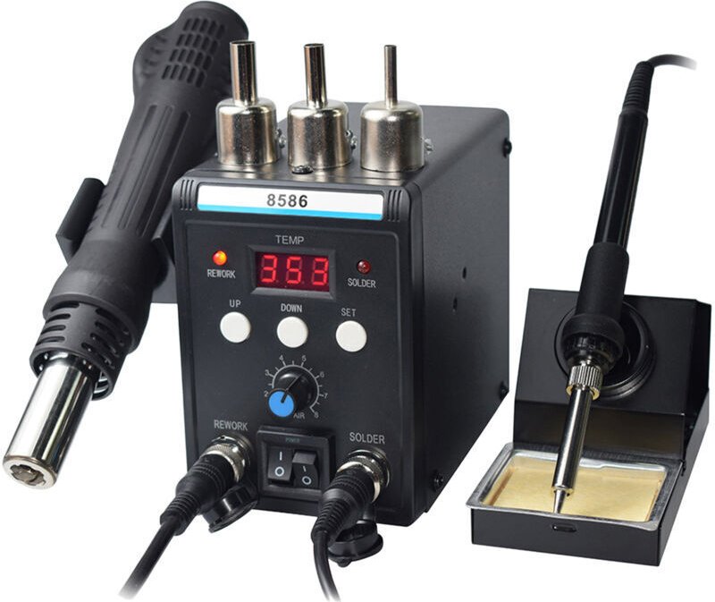 2-in-1 Heißluft-Reparaturstation, Digitalanzeige, elektrischer Lötkolben für Elektronikreparaturen, 220-V-EU-Stecker