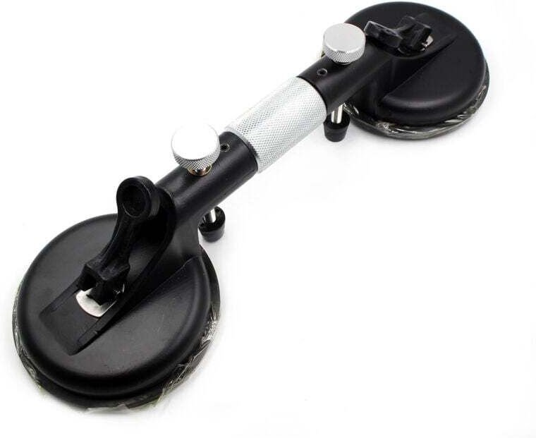 Doppelkopf-Fliesensaugnapf, Glasfliesen-Vakuumsaugnapf, verstärkter Saugnapf, Fugenspleißer, Marmor-Handpumpe, Schwarz T...