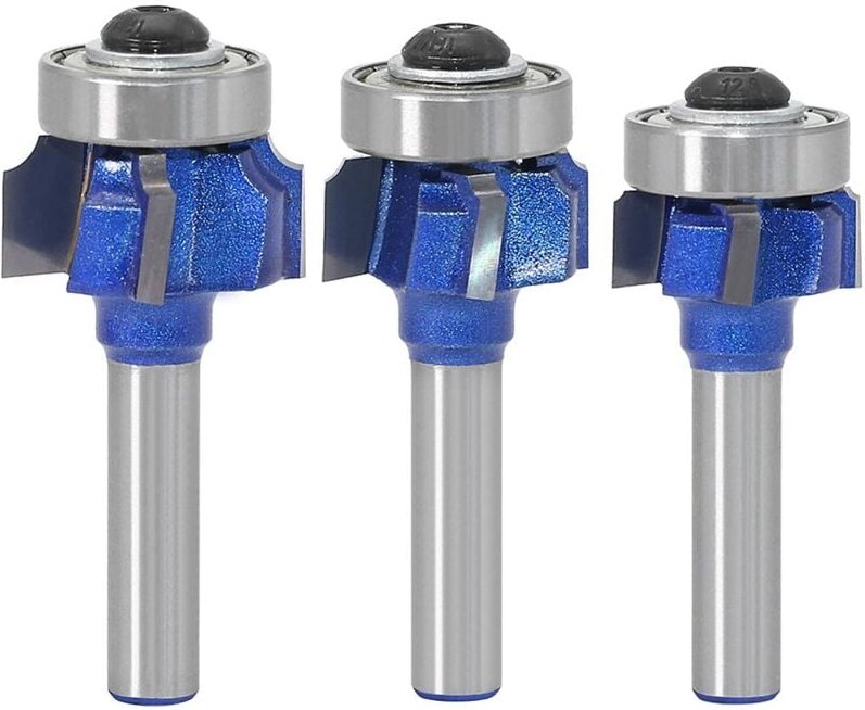 3Stück 8mm Rundfräser Schaft Fräser 4 Zähne Trimmfräser Abrundkanten Bit Set Rundfräser Fräser Holzfräser Werkzeugset