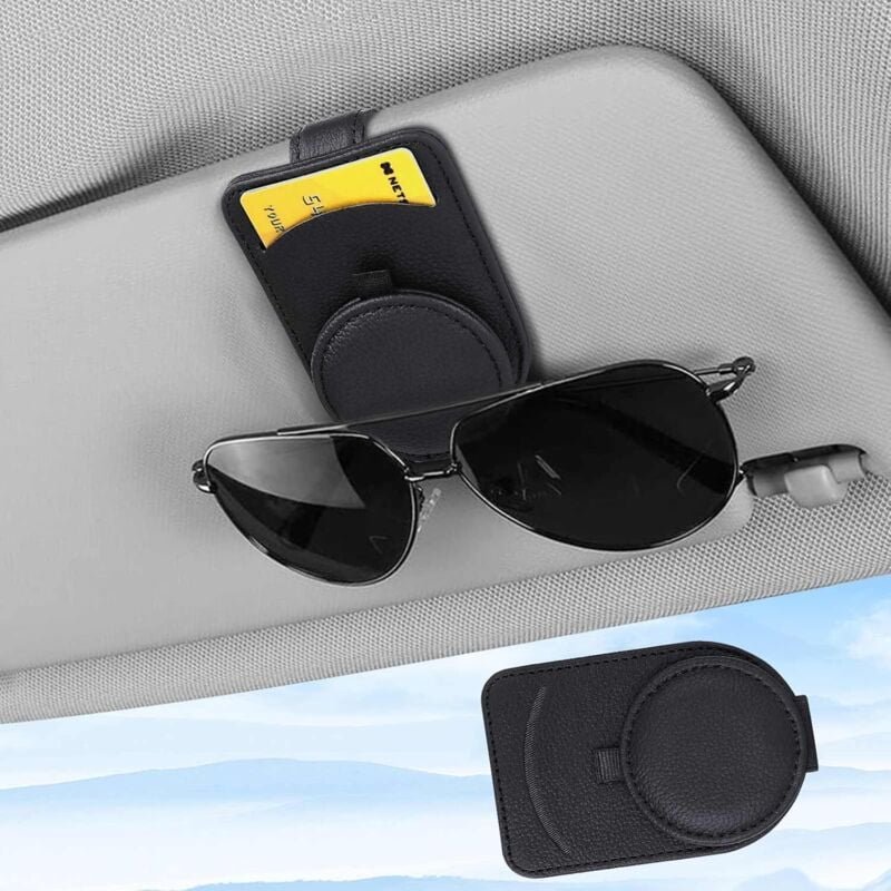 Ccykxa - Upbeat Auto-Brillenhalter, magnetischer Auto-Brillenhalter, multifunktionaler Auto-Organizer aus Leder, Sonnenb...