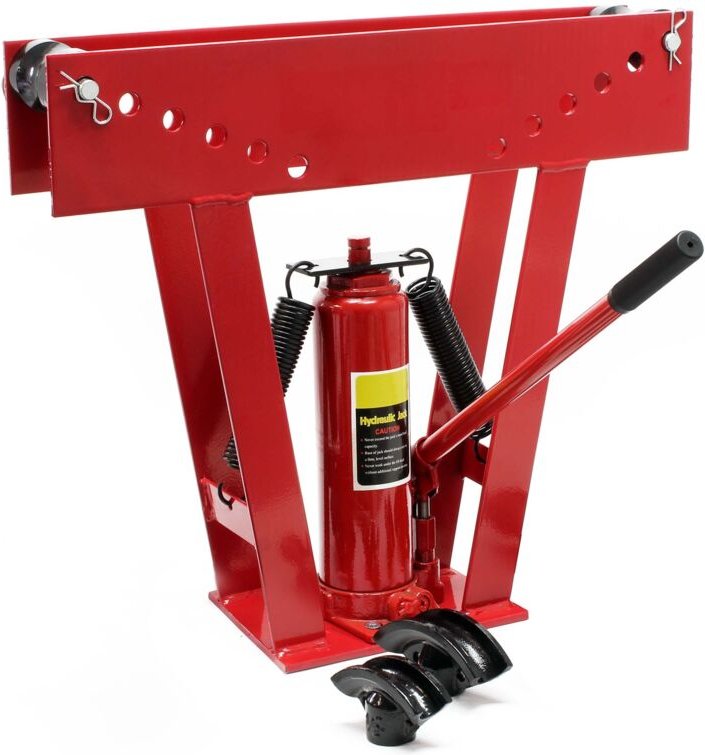 Wiltec Rohrbiegemaschine hydraulisch 8 t, Rohrbiegegerät mit 4 Presstücken Ø 21,3-40 mm, Rohrbieger inkl. Matritzen