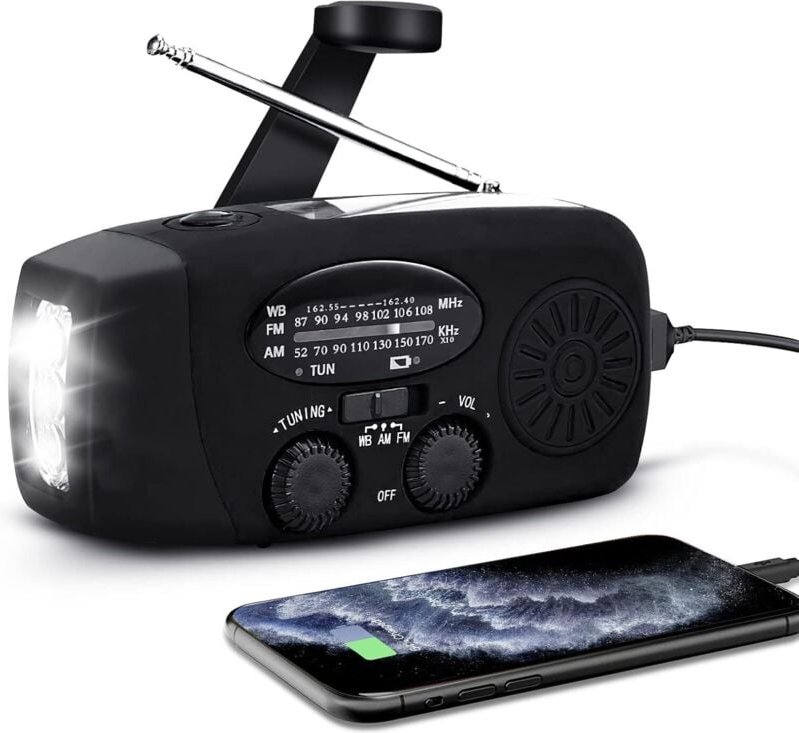 CCYKXA Tragbares Solarradio, selbstbetriebenes AM/FM/NOAA-Radio mit Handkurbel, Dynamo-Wetterradio-Notfallgerät mit 3-LE...