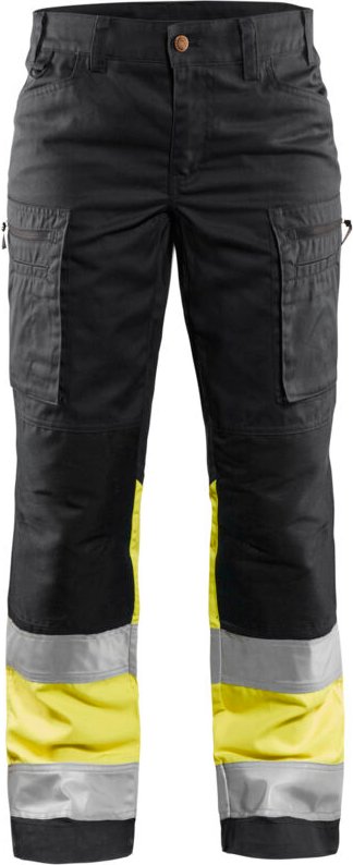 Arbeitshose mit Stretch und hoher Sichtbarkeit für Damen 7161 - Marine/Gelb Neon S - DE(38) - AT(C36) - Kurz