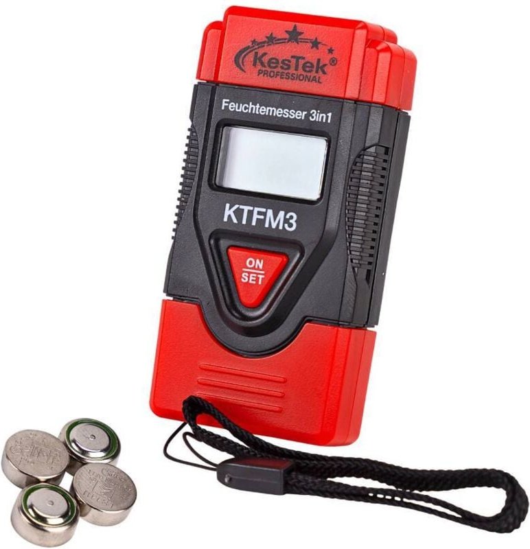 Kestek Feuchtigkeitsmessgerät 3in1 KTFM3 Holzfeuchte Messgerät Baufeuchtemesser
