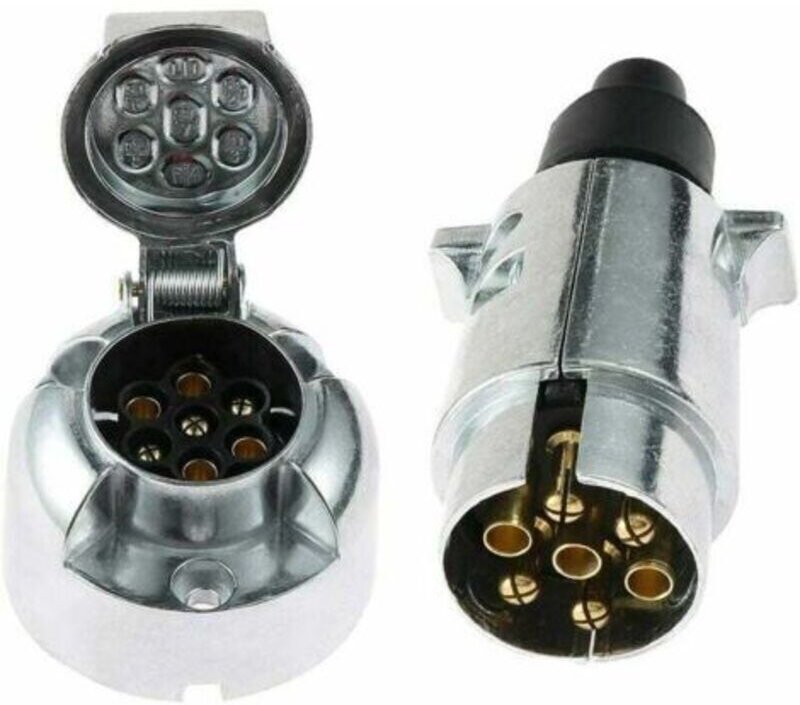 7-poliger Metall-Anhängerstecker (männlich) und 7-polige Metall-Anhängerstecker (weiblich), 12-V-Adapterstecker für 7-po...