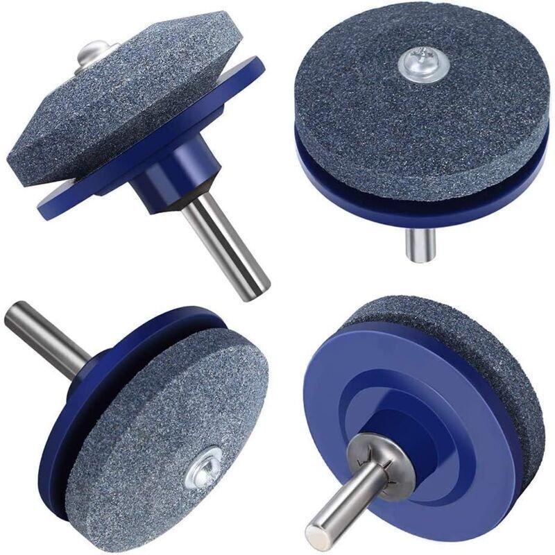 4-teiliger Rasenmähermesserschärfer für elektrische Handbohrmaschinen und Gartengeräte – Blau Ikodm