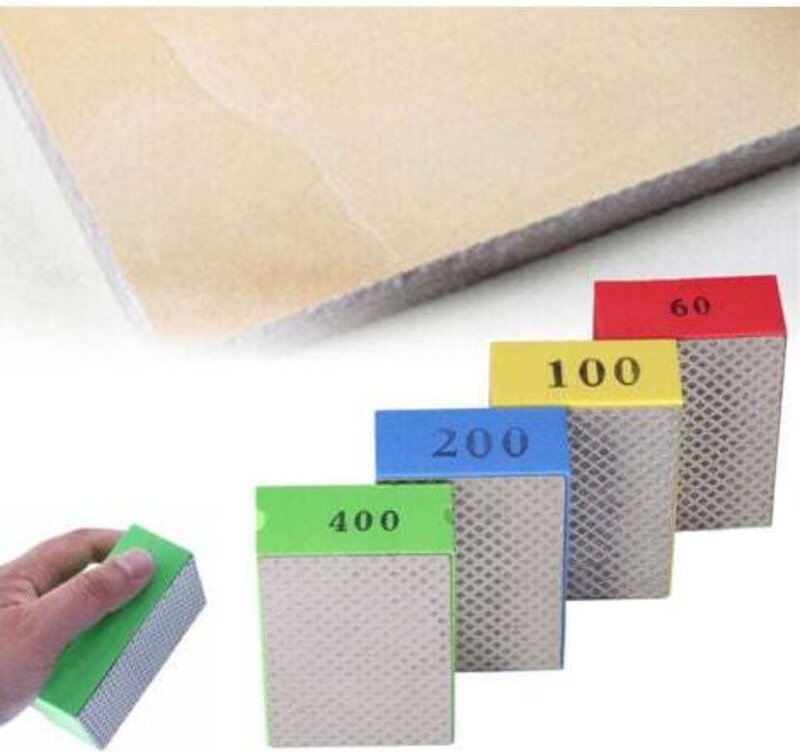 Set mit 4 Hand-Diamantpolierpads, Diamantschleifblöcken, Schleifblöcken für Stein, Keramik, Fliesen, Glas, 4 Rauheitsstu...