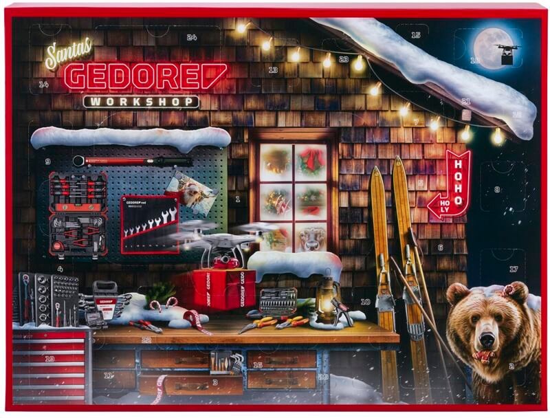 Gedore Roter Kalender de Advent 2025, 51 Stück, Kalender de Männerwerkzeuge, Geschenk für Männer, R33003151