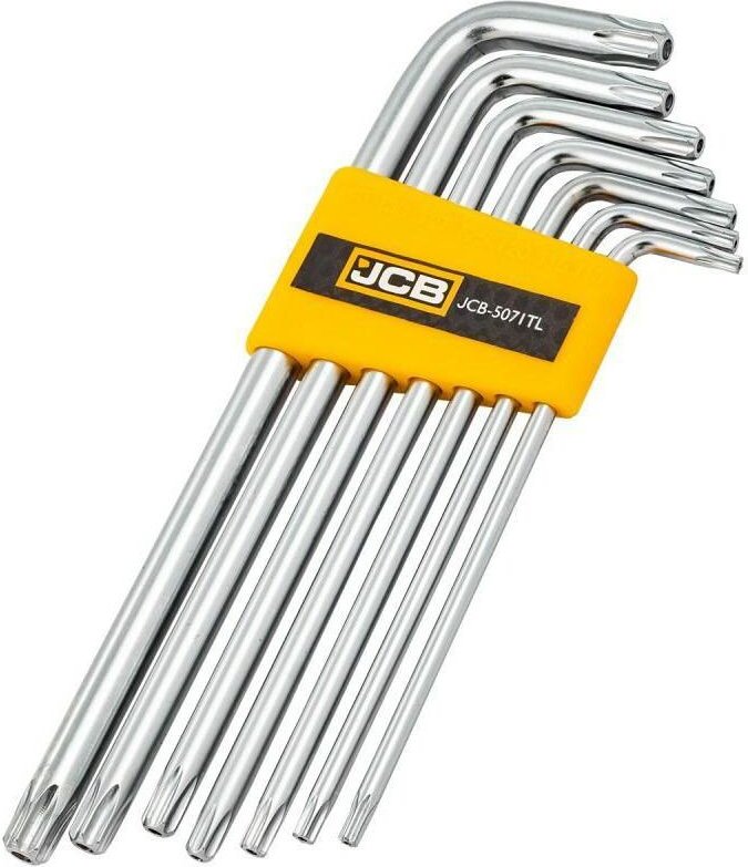 Set de 7 Schraubenschlüssel 5071TL Torx JCB T10-T40, für strukturelle Arbeiten de Stahl, Cr-V Stahl, Bohrung für Vielsei...