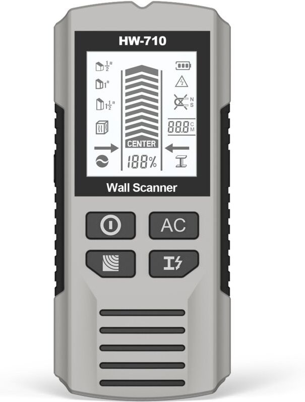 5-in-1 Wanddetektor, Ständer- und Dübeldetektor, Messinstrument, wandmontierter Metalldetektor (silber)