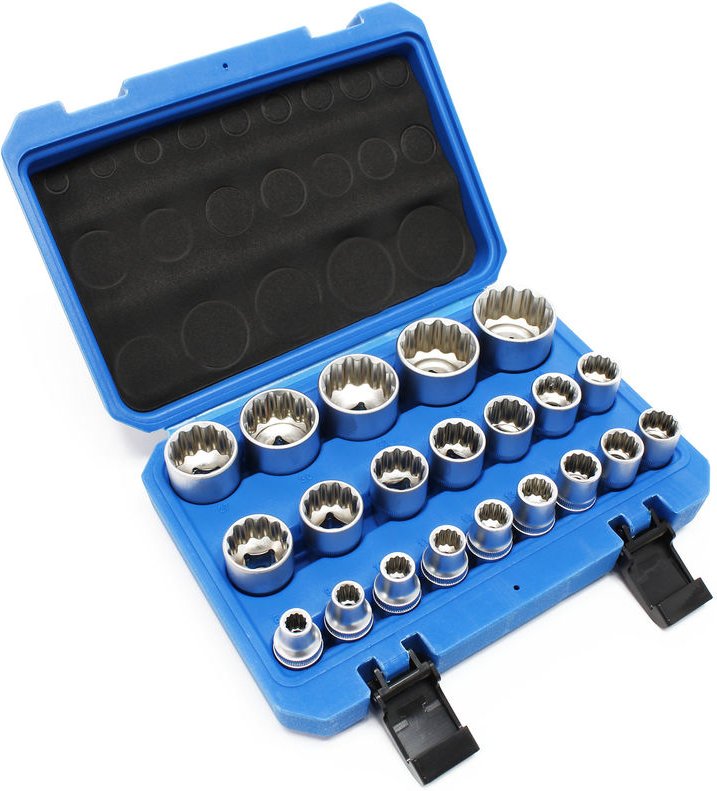 Wiltec - Steckschlüssel Satz 1/2' (12,7mm) 21tlg 8-36mm Vielzahn Nüsse für Drehmomentschlüssel, hochwertige Steckschlüss...