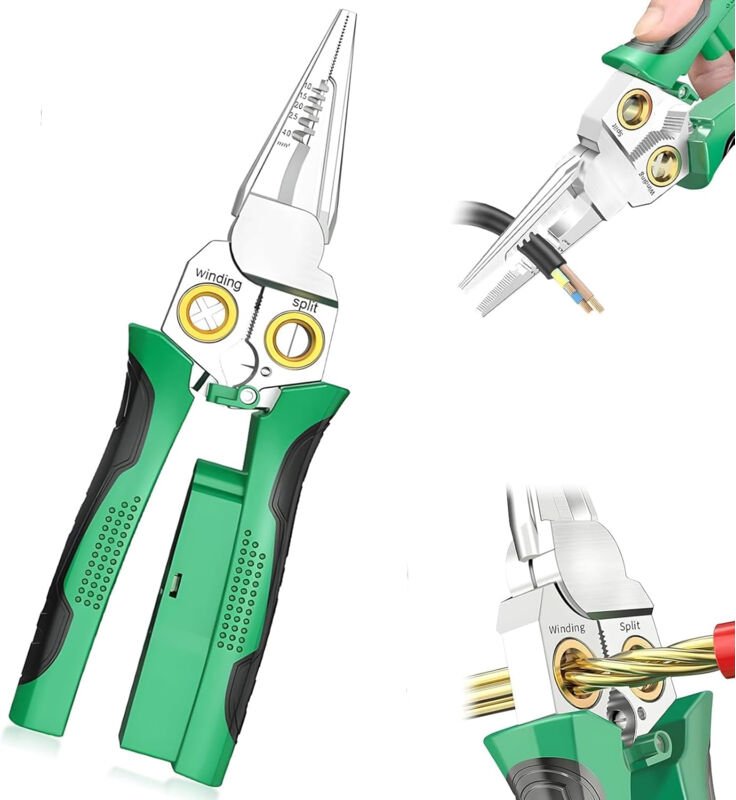 8-in-1 Multifunktions-Abisolierzange mit integriertem Spannungsprüfer (AC/DC 12–250V) – Schneiden, Abisolieren, Crimpen ...