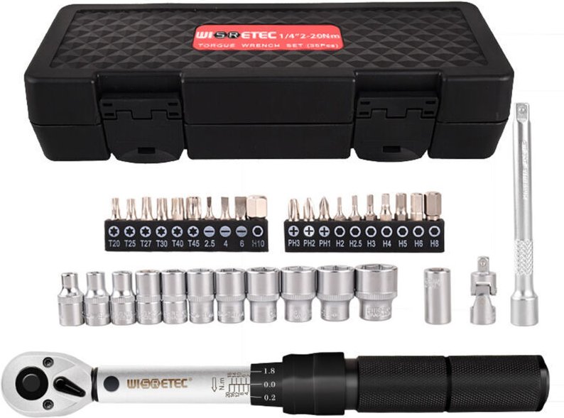 Vtizikl 35 pcs 1/4 Pouce Jeu de Douilles Outil de Reparation de Voiture Outils de Cle combinee dynamometrique a cliquet ...