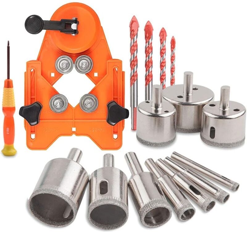 Verstellbares Lochsuchset für Keramik, 10 Stück Diamantbohrer, Lochsägenbohrer zum Bohren von Glasfliesenlöchern 6–50 mm...