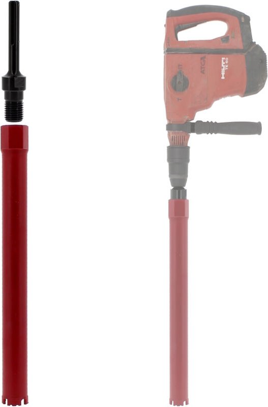 Diamantbohrkrone Ø 44 mm mit Adapter für Bohrmaschine und SDS-max-Bohrhammer