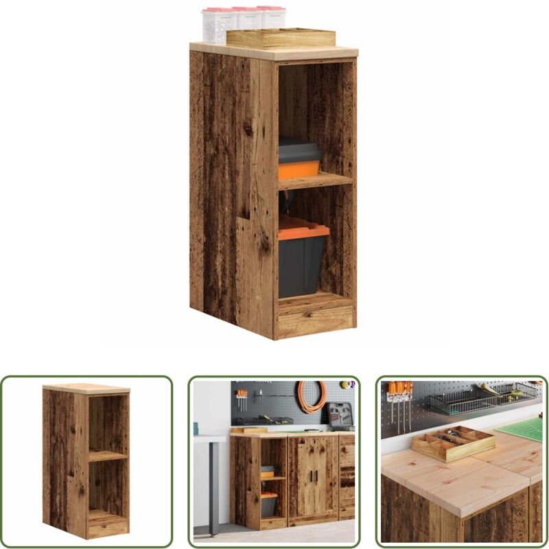 Werkzeugaufbewahrung - Garagen-Aufbewahrungsschrank Altholz-Optik Massivholz Kiefer