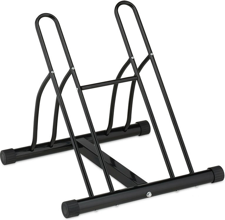 Relaxdays - Fahrradständer, Metall Bodenparker für 2 Räder, bis 60mm Reifenbreite, hbt: 57 x 60,5 x 55 cm, Indoor, schwa...