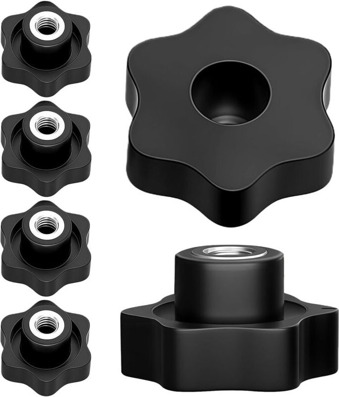 Satz mit 6 M8-Sternmuttern, Rändelschraube 48 mm Außendurchmesser, M8-Flügelmutter, Sternmutter mit Innengewinde, Rändel...