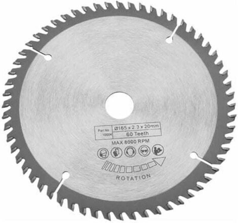Aiperq - aierq Kreissägeblatt mit 60 Zähnen, 165 mm, Sägeblätter, silberfarben, TCT-Kreissägeblatt, zum Schneiden von Ku...