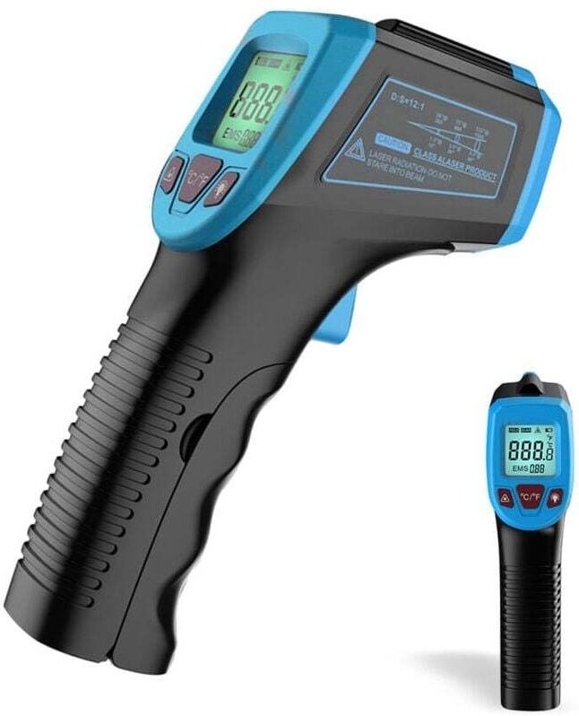 Termometro a infrarossi, pistola laser digitale senza contatto da -58 °F a 1112 °F (da -50 °C a 600 °C) con display LCD,...