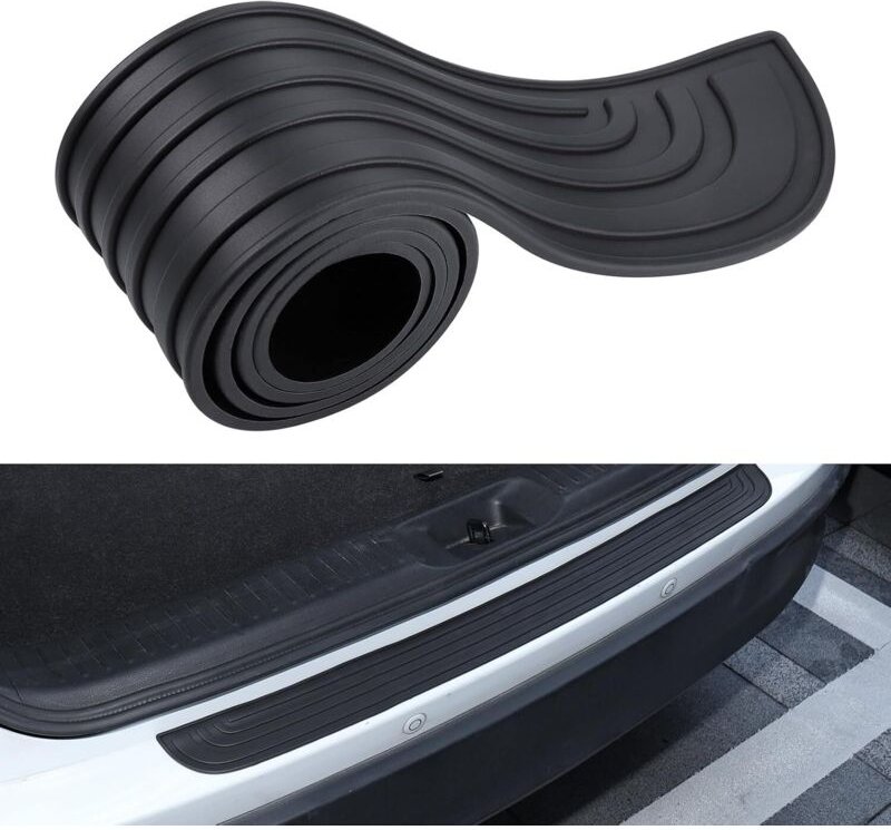 Stoßstangenschutz, 90 cm x 7 cm Ladekantenschutz aus Gummi, selbstklebender Heckstoßstangenschutz, kompatibel mit den me...