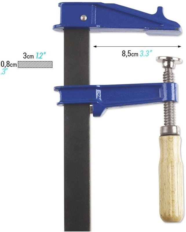 Schraubzwinge mit Holzgriff Modell EM, Spannweite 20 cm