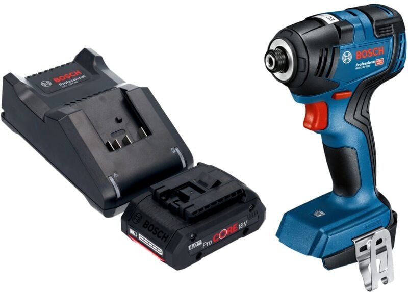 Bosch gdr 18V-200 Professional Akku Drehschlagschrauber 18 v 200 Nm Brushless + 1x ProCORE Akku 4,0 Ah + Ladegerät