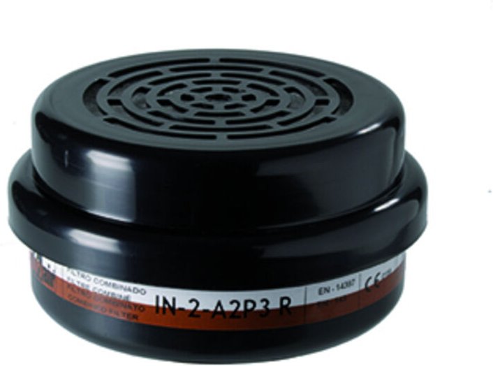 Packung mit 4 Filterkartuschen mit Bajonettbefestigung für Halbmasken 9809345. Kategorie A2P3 gegen Gas, Dampf