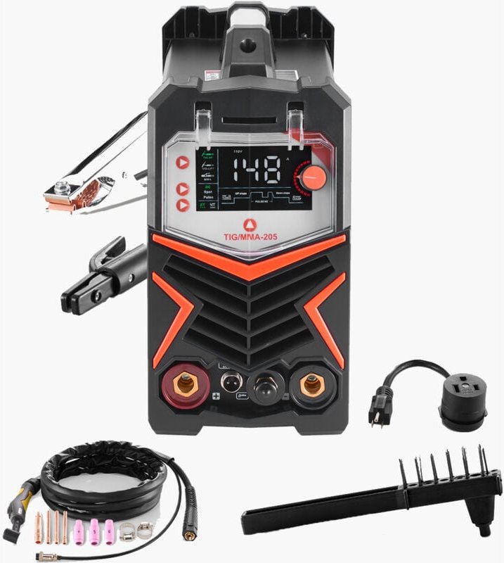 3-in-1 WIG-Schweißgerät mit großem LED-Display – dc wig/dc Puls wig/mma (Stick), Elektroschweißgerät mit IGBT-Inverter u...